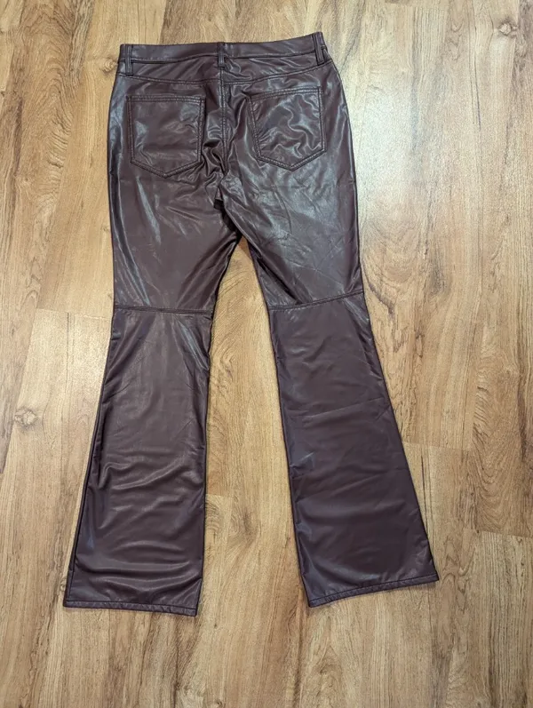 Banana Republic Faux Leather Bootcut Pants 31/12 – Deep Burgundy Wine, Chic Fit - Image 3