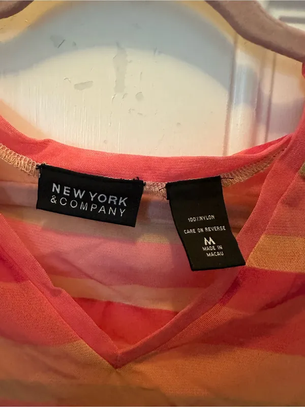 Y2K New York and Company stripped pink sheer 90s style tank - Image 2