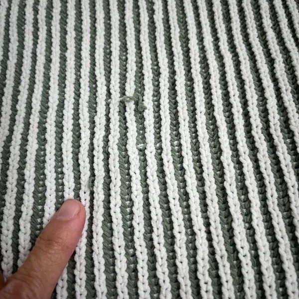 Aerie beyond chenille Striped V-Neck Sweater Sage Green Cream‎ Oversized XL - Image 5