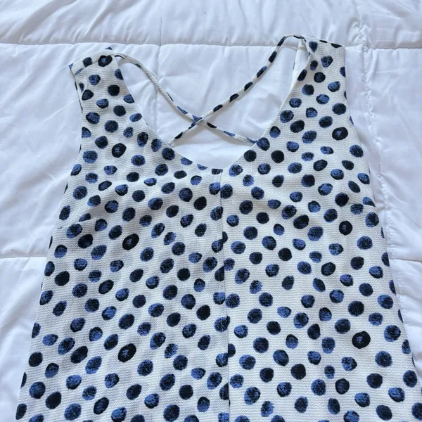 NWT Womens Size Small White Blue Polka Dot Tank Maxi Dress‎ Summer Beach Classic - Image 3