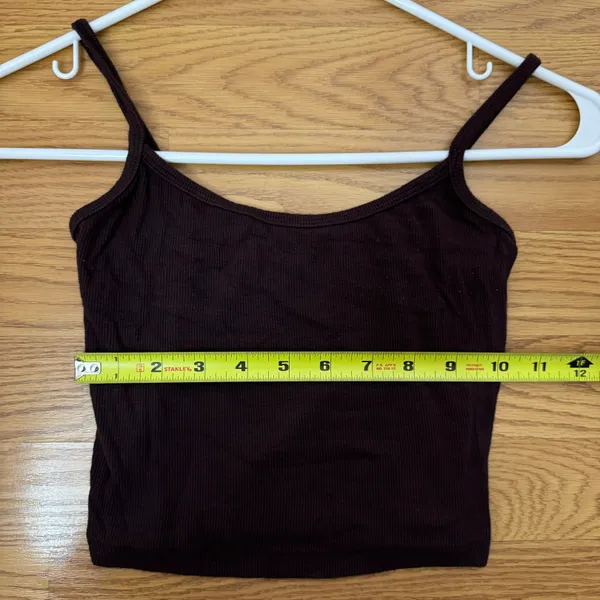 SheIn Dark Brown Ribbed Sleeveless Crop Camisole Tank Top Size Small - Image 4