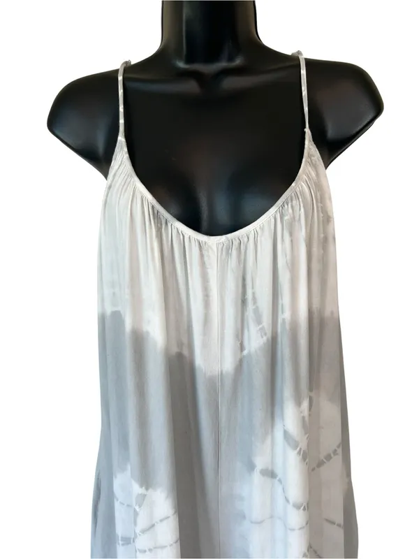 Three Birds Nest Cotton Light Grey Tie Dye Flowy Jumpsuit - Image 3