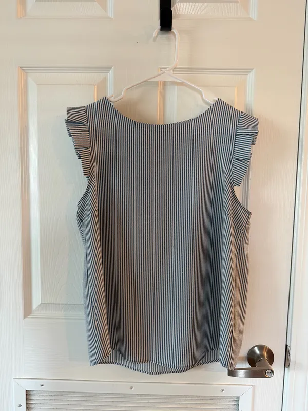 Monteau Blue & White striped blouse - Image 2