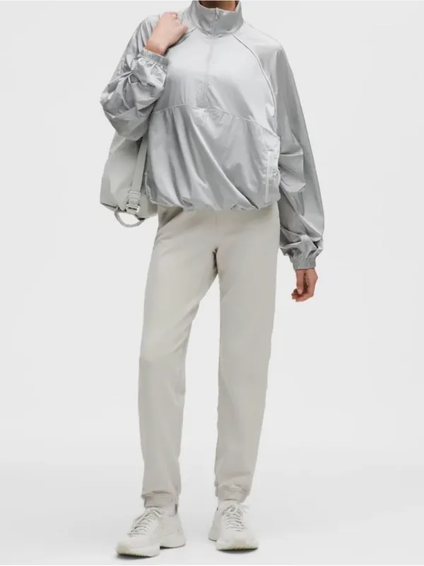 NWT Lululemon Stretch Satin flocked training jacket medium silver - Image 2