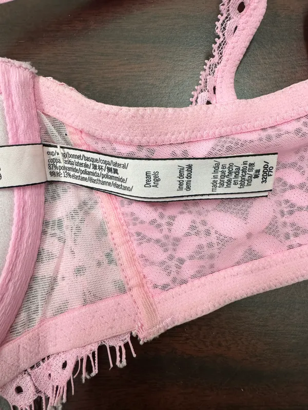 Victoria’s Secret Dream Angels Pink Lace lined Demi Bra 32DDD - Image 7