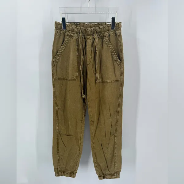 Anthropologie Women's Large Pants Rhys Utility‎ Jogger Moss Yellow Green - Image 2