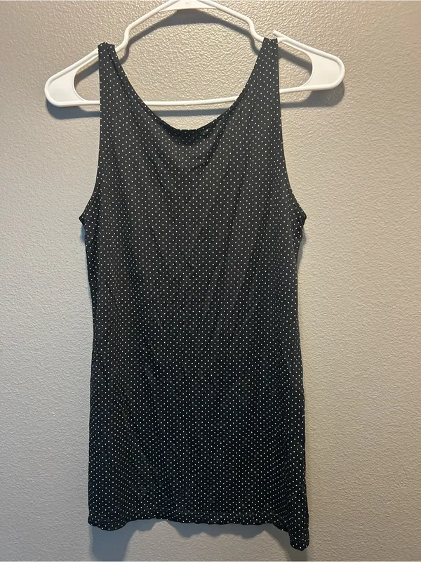 Uniqlo Black Polka Dot Tank Top Scoop Neck Layering Cami Women's Size Large - Image 2