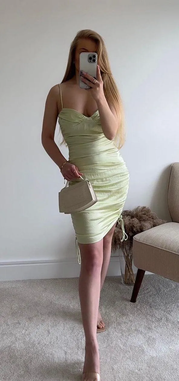 ZARA Satin Effect Ruched Drapped Mini Dress - Image 9