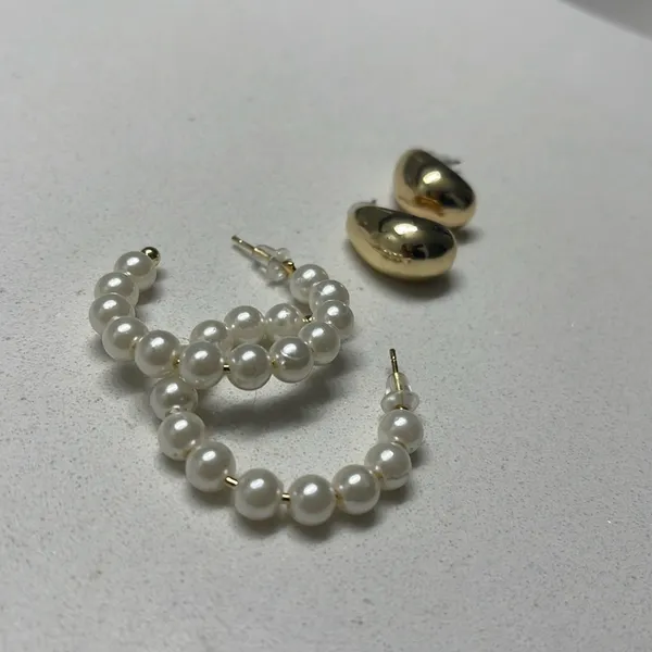 Bohemian Gold & Pearl Earring Set 💛 Lot 5 - Image 2