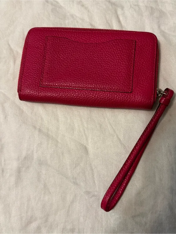 Coach Hot Pink Pebbled Leather Zip Wristlet - Image 3