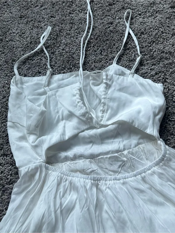 Princess Polly White Tiered Spaghetti Strap Mini Dress - Image 3