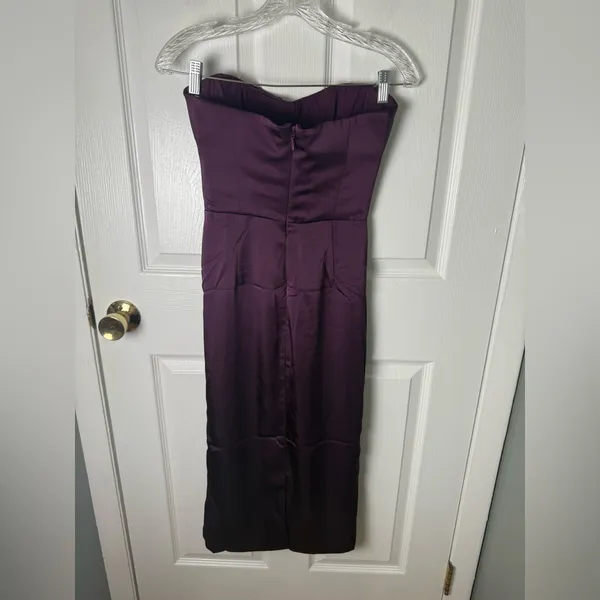 House of CB Santana Grape Satin Strapless Midi Dress S - Image 6