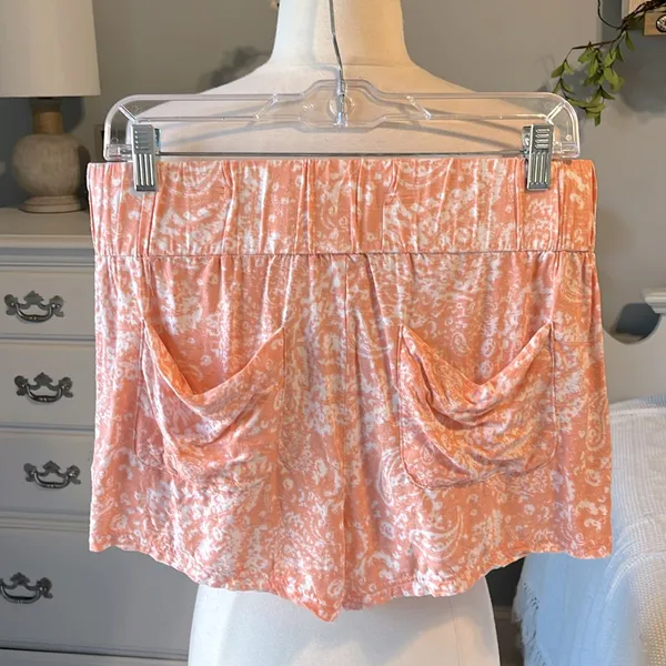 Free People Shorts Elastic Back Loose Oversized Peach Womens Small - Image 5