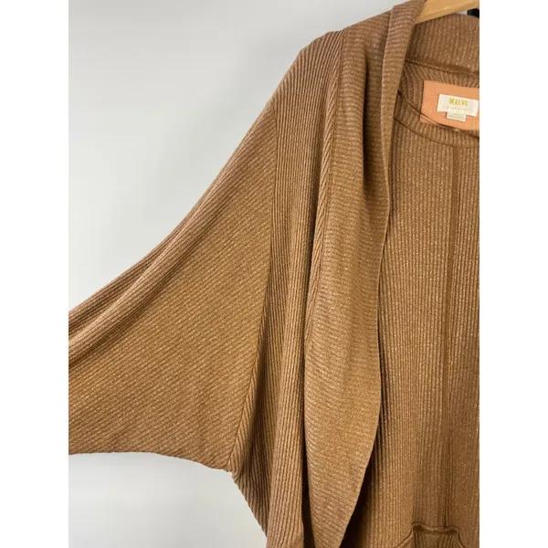 Maeve by Anthropologie Ribbed Open Front Cardigan Brown Dolman Sleeve Small - Image 3