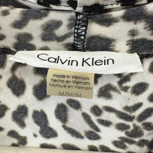Calvin‎ Klein Leopard Animal Print Sleeveless V-Neck Blouse Top White Black Med - Image 7
