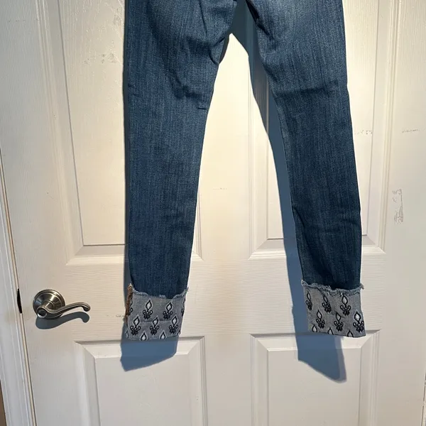 LOFT Blue Jeans with Patterned Cuffs - Image 5