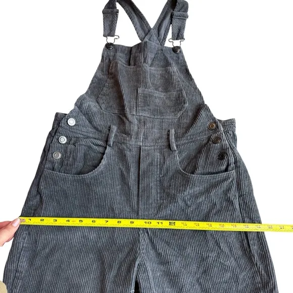By Together Women’s S Corduroy Overalls Charcoal Gray‎ Relaxed Fit Boho Hipster - Image 9