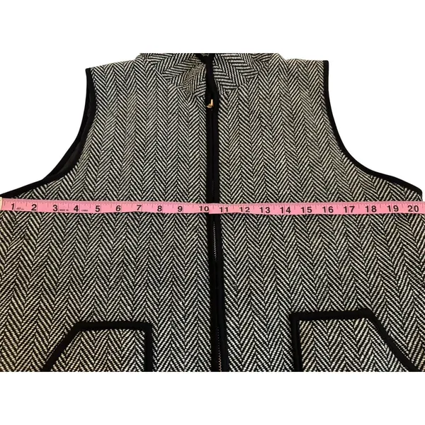 Katydid Herringbone Black White Zip up Vest coat shirt Size large EUC - Image 5