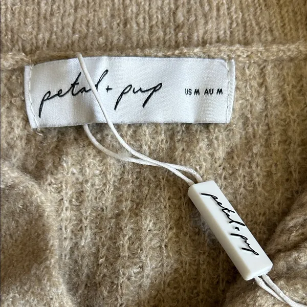 Petal & Pup Neutral Beige Ribbed Half-Zip Turtleneck Sweater - Image 2