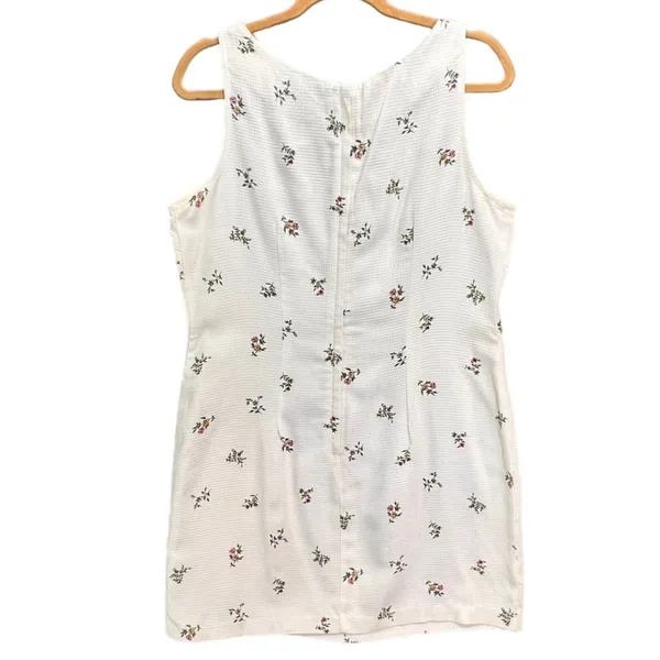 Vintage Boulevard De Paris Dress 14‎ White Linen Floral Texture Cottage Feminine - Image 4