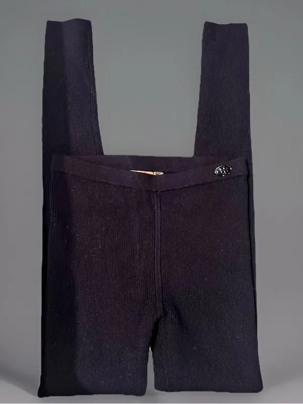 Tory Burch Thona Ribbed Knit Wool Blend Leggings Black Women’s XL Ret. $150 Lux - Image 4