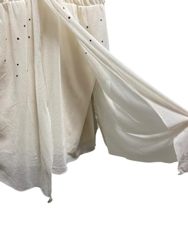 Express Mesh Y2K Babydoll Rhinestone Top Cream Size L Rave Festival Summer Retro - Image 9