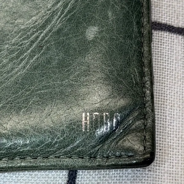 HOBO Euro Slide Card Case Wallet OS Green Leather Slim Zipper Keychain - Image 6
