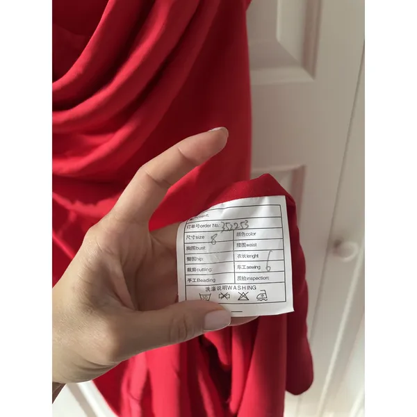 Red Strapless Corset Back Evening Dress Size 8 - Image 6