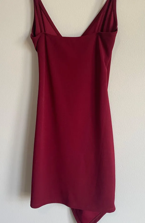 Asymmetrical Bodycon Dress Red - Image 6