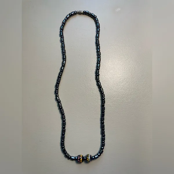 Black Hematite Cylind‎ Bead Necklace - Image 3