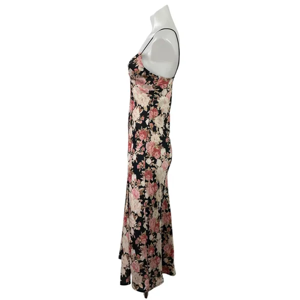 Hello Molly Black Pink Floral Sleeveless Cami Camisole Maxi Summer Dress Size 4 - Image 2