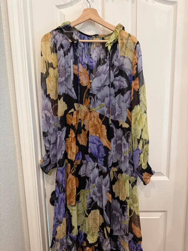 Anthropologie the Marais floral tiered chiffon maxi dress - Image 8