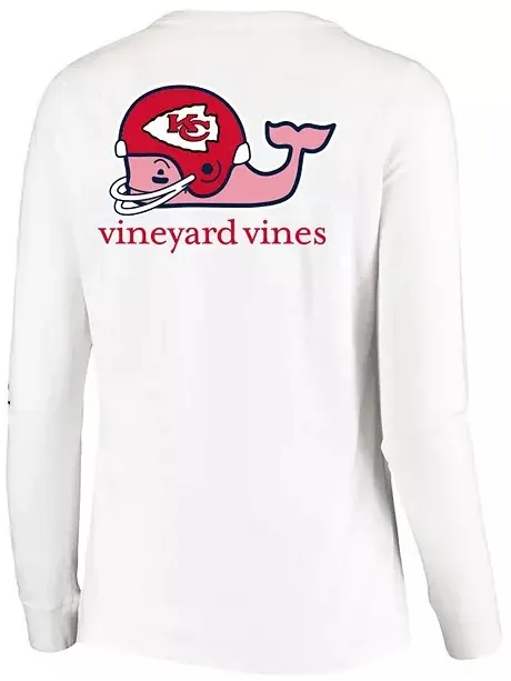 Vineyard Vines Women's White Kansas City Chiefs Helmet Long Sleeve T-shirt XS - Image 8