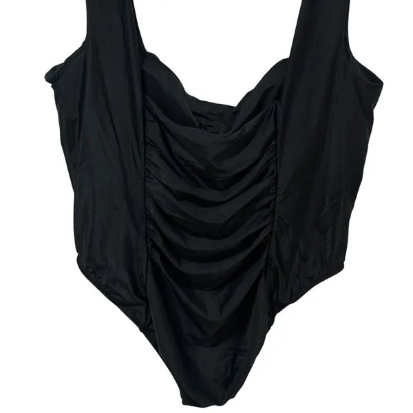 NEW J. Crew Black Ruched Square Neck One Piece‎ Swimsuit Resort Beach Size 22 - Image 7