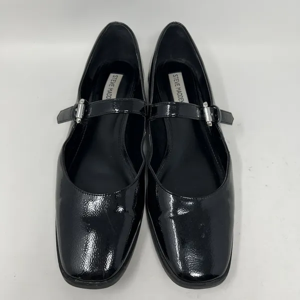 Steve Madden Solanna Mary Jane Flats Women's Size 10M‎ Black Patent Faux Leather - Image 5
