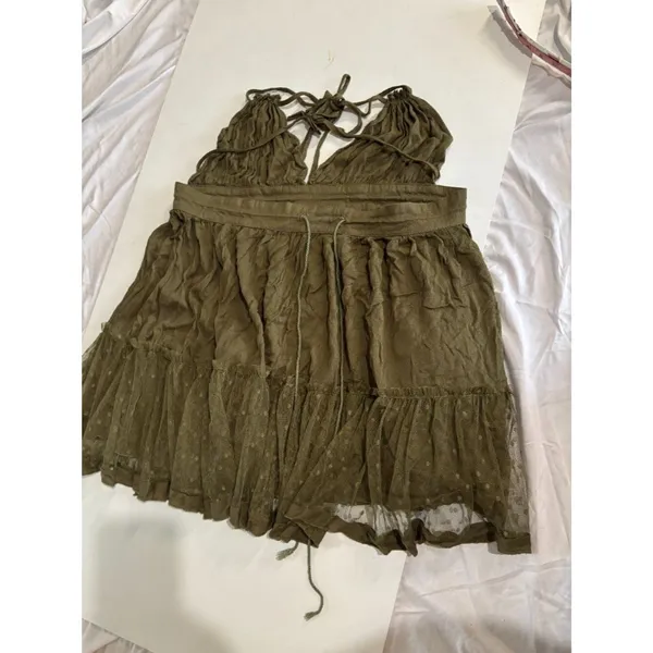 R. Vivimos Olive Green Boho Halter Dress • Size Medium / US 8–10 - Image 6