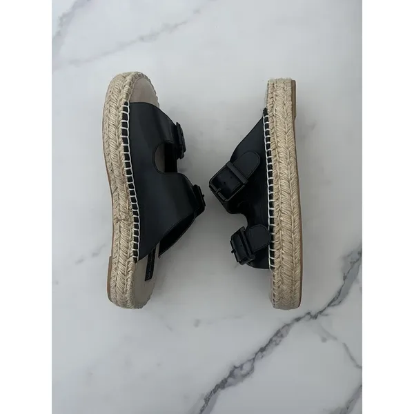Steven By Steve Madden Black Lapis Espadrille Leather Platform Sandal Size 7 Boho Chic - Image 6