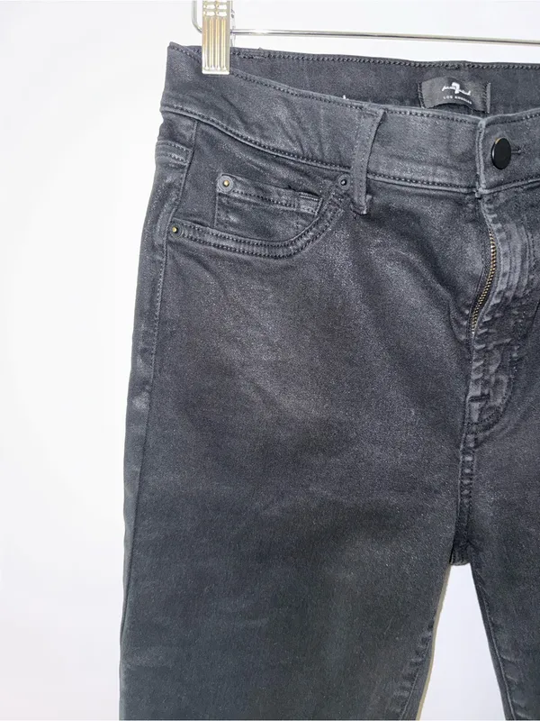 7 For All Mankind Black Sparkle Bootcut Jeans Women’s Size 29 Coated - Image 4