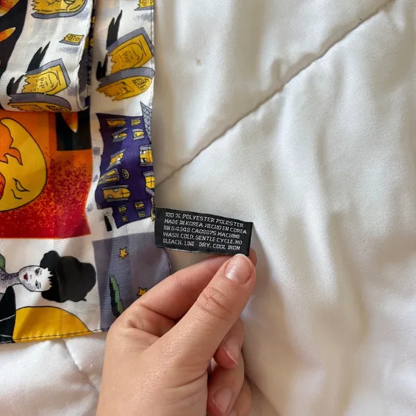 Vintage Halloween Scarf Witches Ghosts Vampires Haunted House 59x14 Holiday - Image 2