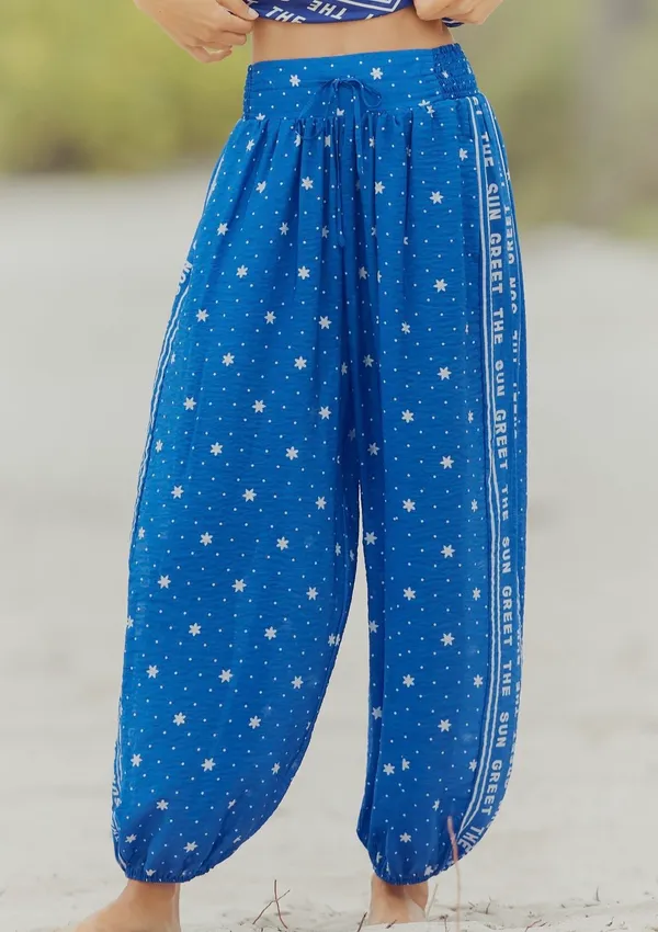 Anthropologie Celandine Sheer Smocked Star-Print Balloon Pants, Size S - Image 5