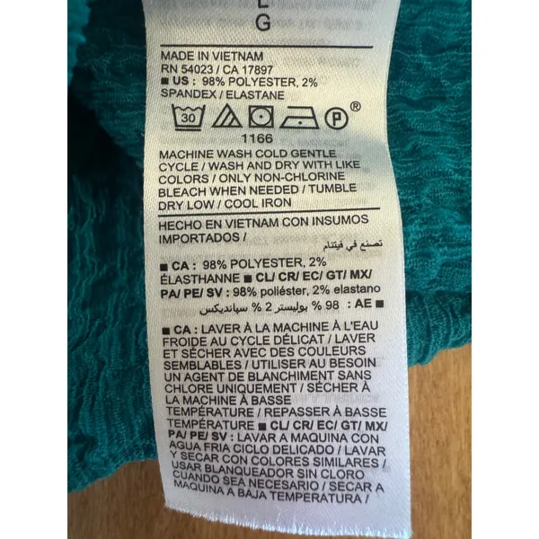 Old Navy Womens Teal Blue Popcorn Bubble Crinkle Square Neck Tank Top Large‎ - Image 3