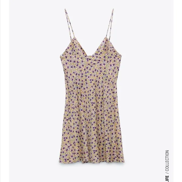 NWT Zara Yellow‎ Floral Draped Satin Effect Mini Dress - Image 2