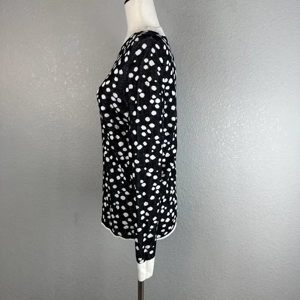 & Other Stories Crew Neck Black Cream Polka Dot Sweater Size S Cotton Modal Silk - Image 3