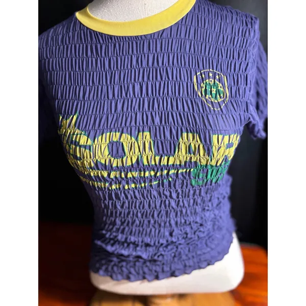 Urban Outfitters Purple‎ Popcorn Shirt Solar Graphic Y2K Smocked Top Medium - Image 4