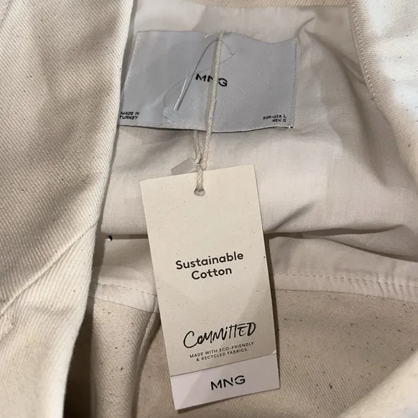 Mango NWT Oversized cotton jacket ECRU LARGE - Image 11