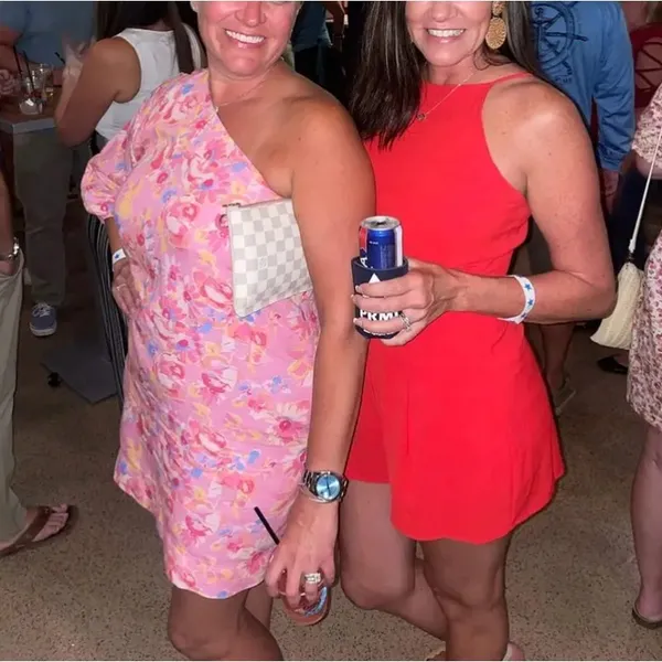 Something Navy Pink Floral Mini Dress MEDIUM One Shoulder Linen Shift Party $165 - Image 5