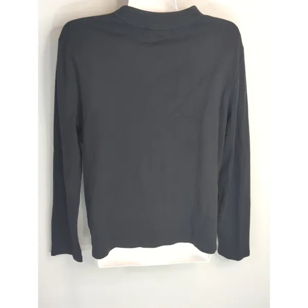 Lauren Ralph Lauren Black V-Neck Button Down Women's‎ Large Modest Preppy - Image 4