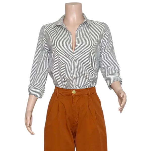 SÉZANE Tomboy Stripe Shirt, Ecru/Blue, FR36/US4 - Image 8
