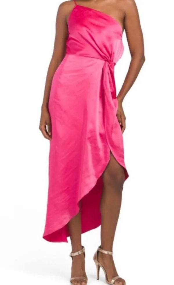 Revolve NWT OPT Ivy pink high knot asymetrical dress - Image 3
