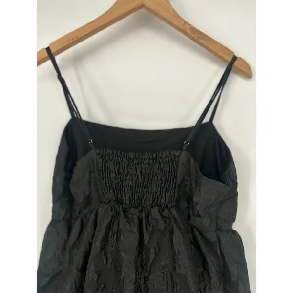 J. CREW Size 2 Floral Jacquard Strappy‎ Tiered Mini Dress Black Party Holiday - Image 5
